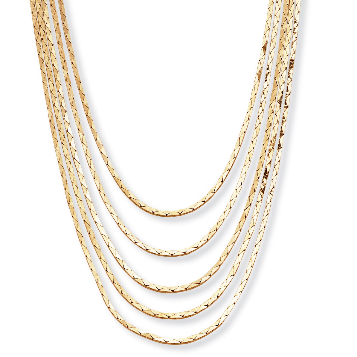 Goldtone Metal Multi-Strand Cobra-Link Necklace 30"