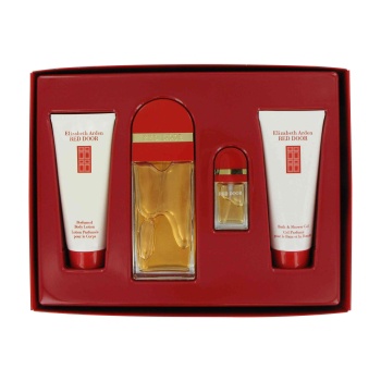 RED DOOR by Elizabeth Arden for Women Gift Set -- 3.3 oz Eau De Toilette Spray + .33 Eau De Toilette Spray + 3.3 oz Body Lotion + 3.3 oz Shower Gel