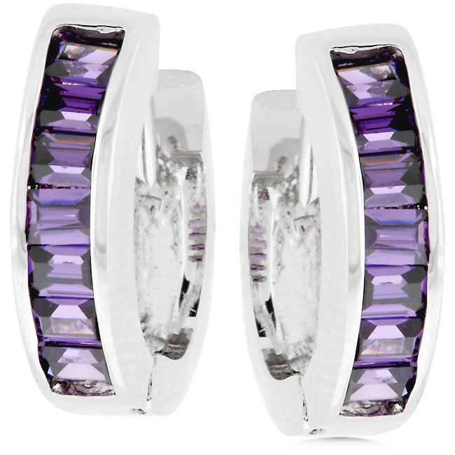 Silvertone Cubic Zirconia Lavender Earrings