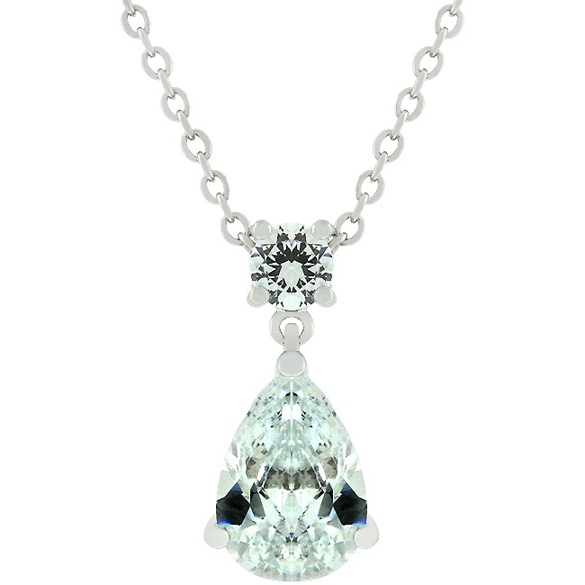 Silvertone Cubic Zirconia White Pendant (Women's)