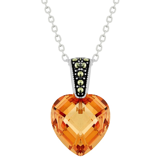 Silvertone Cubic Zirconia Champagne DiamonUltra&trade; Pendant (Women's)