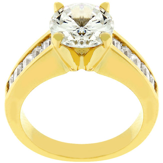 Gold Electroplate White Cubic Zirconia Women s Ring