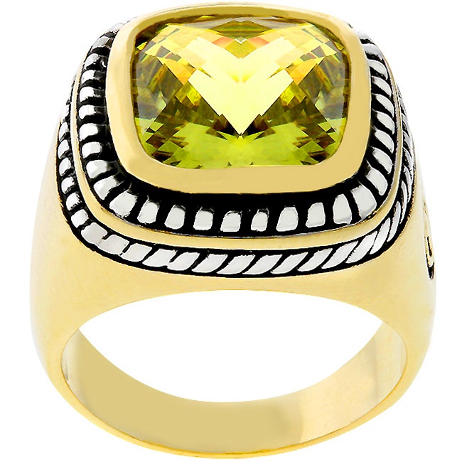 Tutone Cubic Zirconia Olivine Women s Ring