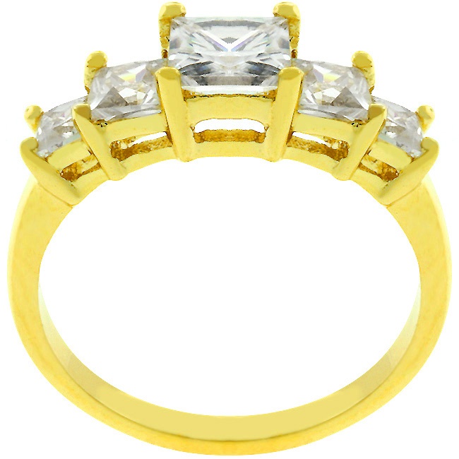 Gold Electroplate White Cubic Zirconia Women s Ring