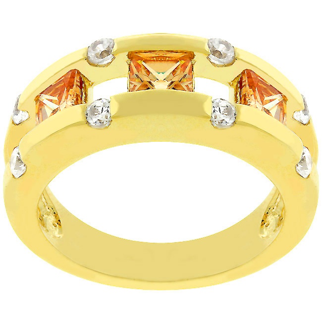 Gold Electroplate Cubic Zirconia Champagne Women s Ring