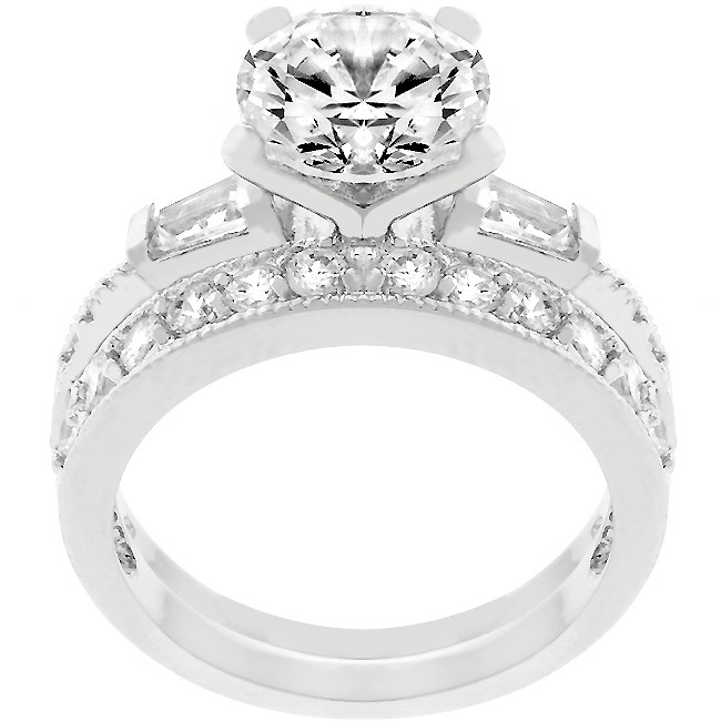 Silvertone White Cubic Zirconia Women s Ring