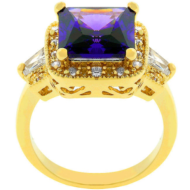 Gold Electroplate Cubic Zirconia Dk Purple Women s Ring