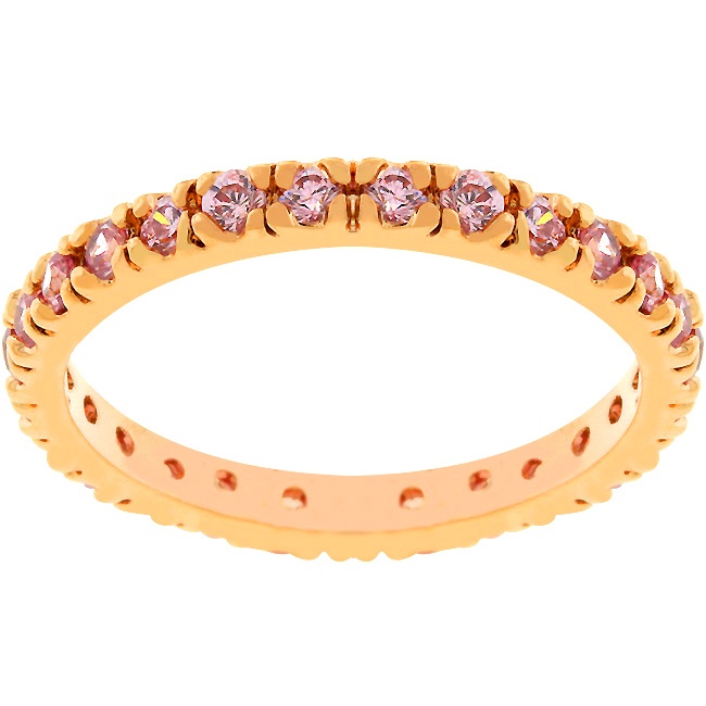Gold Electroplate Cubic Zirconia Pink Women s Ring