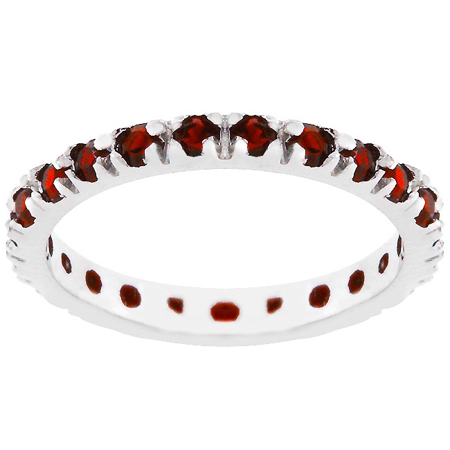 Silvertone Cubic Zirconia Red Women s Ring