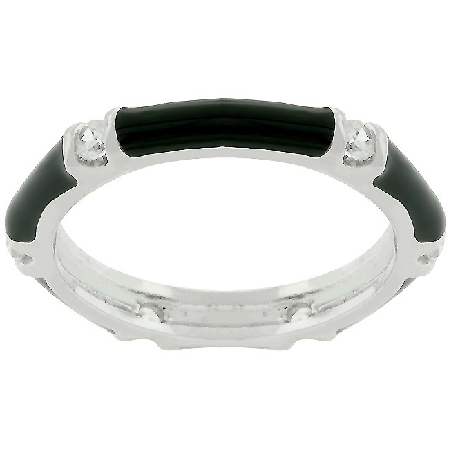 Silvertone Cubic Zirconia Black Women s Ring