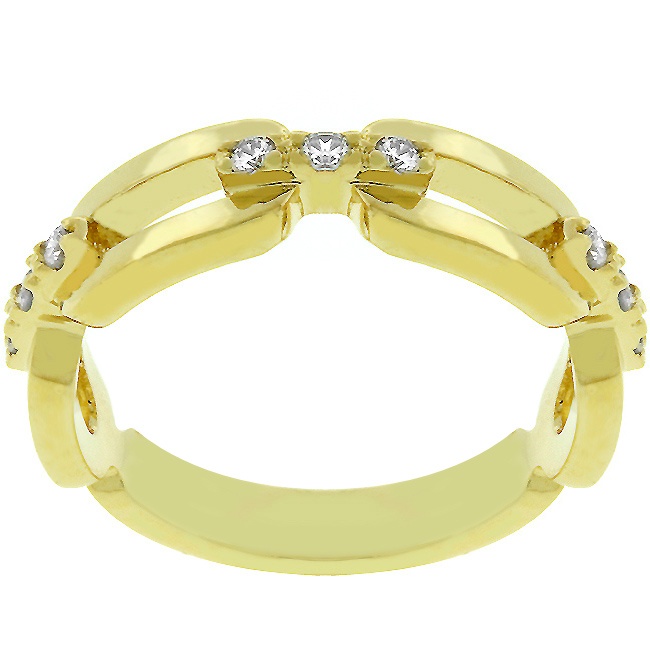 Gold Electroplate White Cubic Zirconia Women s Ring