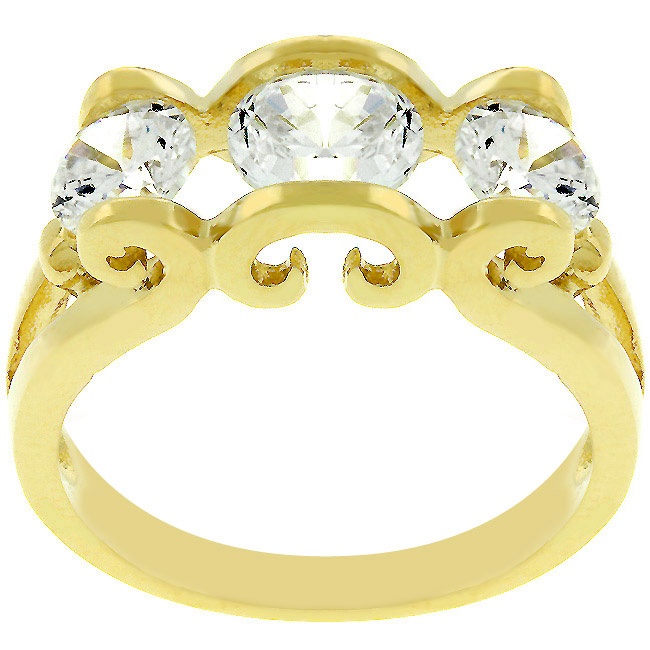 Gold Electroplate White Cubic Zirconia Women s Ring