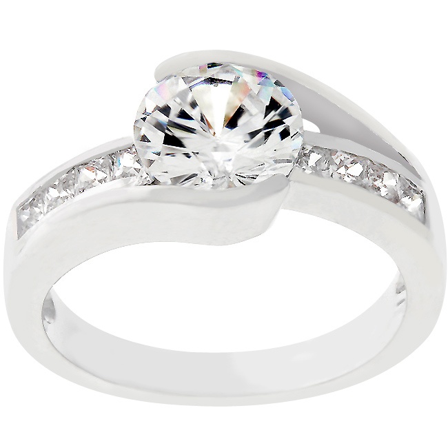 Silvertone White Cubic Zirconia Women s Ring