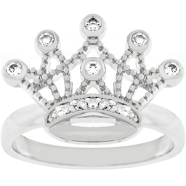 Silvertone White Cubic Zirconia Women s Ring