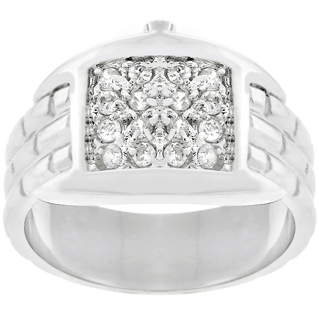 Silvertone Cubic Zirconia White Men s Ring