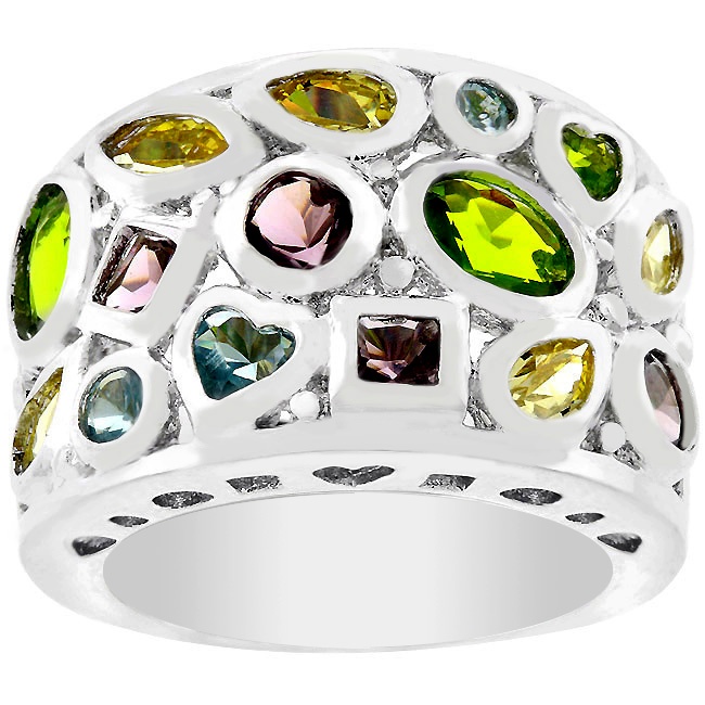 Silvertone Cubic Zirconia Multi Women s Ring