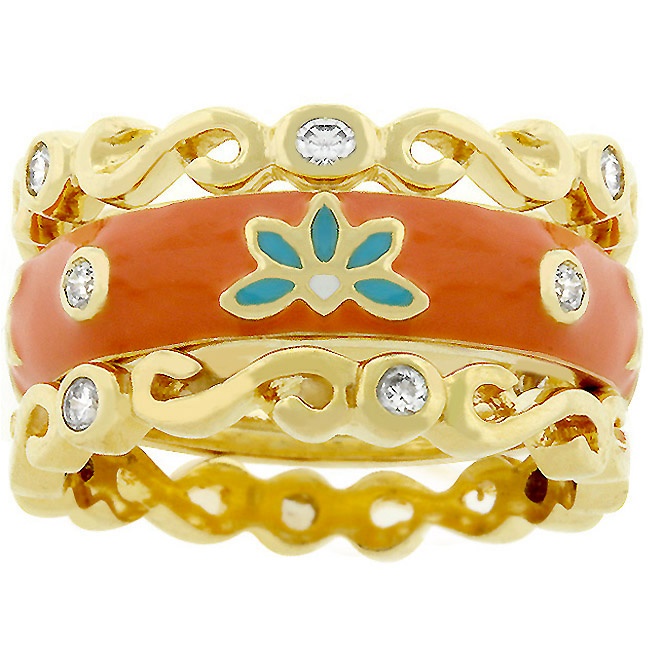 Gold Electroplate White Cubic Zirconia Women s Ring