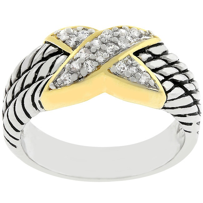 Tutone White Cubic Zirconia Women s Ring