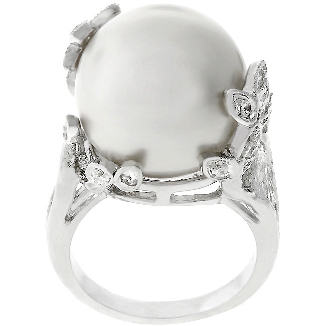 Silvertone Pearls Simulated Women s Ring
