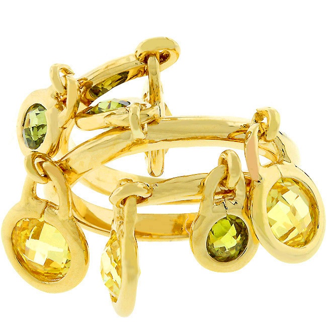 Gold Electroplate Cubic Zirconia Champagne Women s Ring