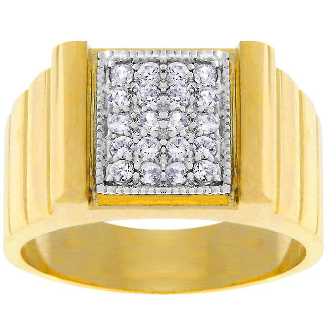 Tutone Cubic Zirconia White Men s Ring