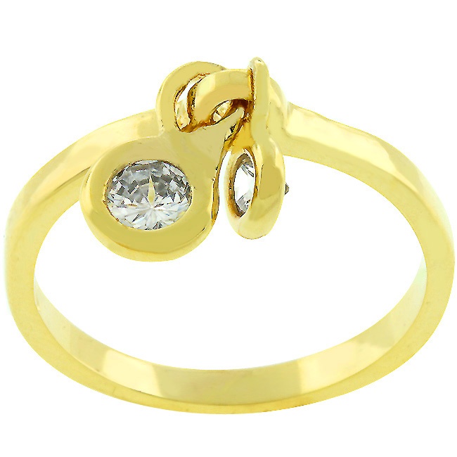 Gold Electroplate White Cubic Zirconia Women s Ring