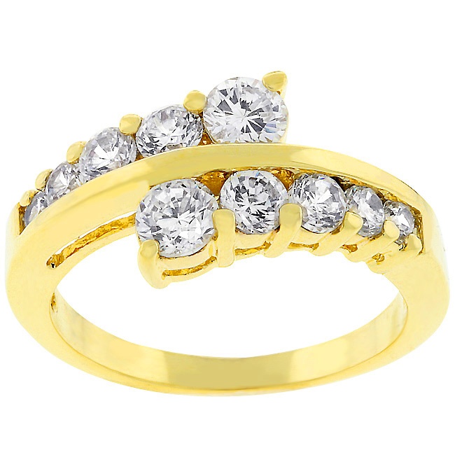 Gold Electroplate White Cubic Zirconia Women s Ring
