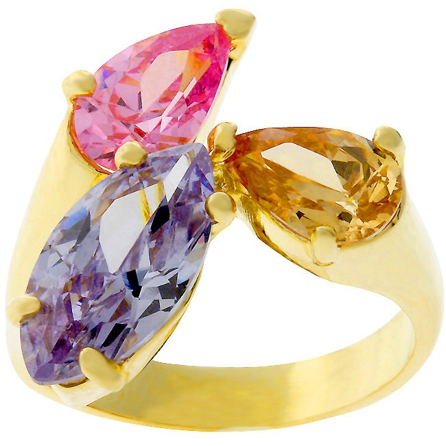 Gold Electroplate Cubic Zirconia Lavender Women s Ring