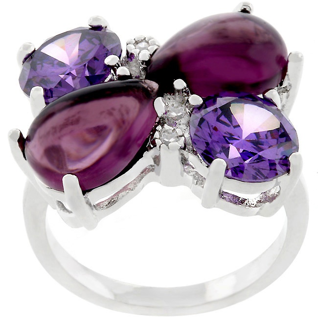 Silvertone Crystal Women s Ring