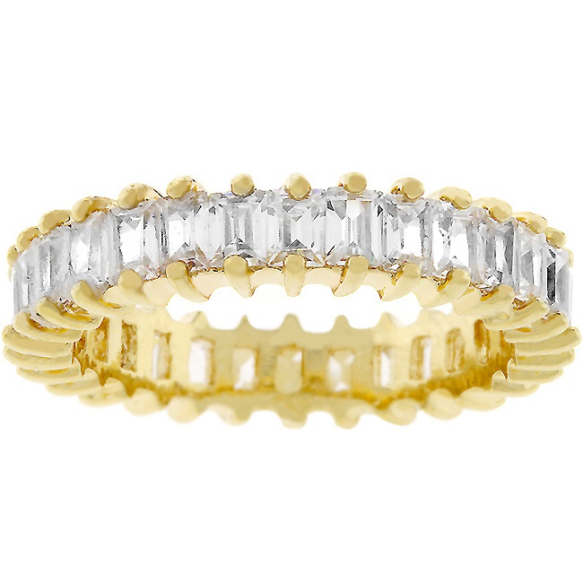 Gold Electroplate White Cubic Zirconia Women s Ring