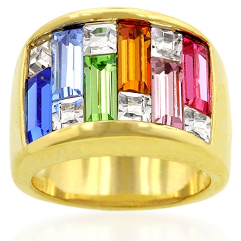 Gold Electroplate Cubic Zirconia Multi Women s Ring
