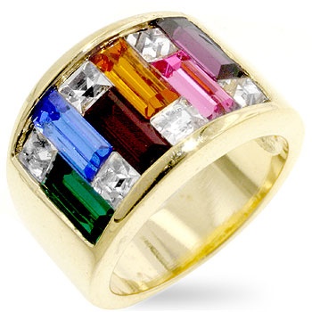 Gold Electroplate Cubic Zirconia Multi Women s Ring