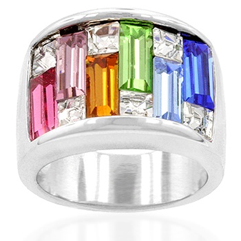 Silvertone Cubic Zirconia Multi Women's Ring