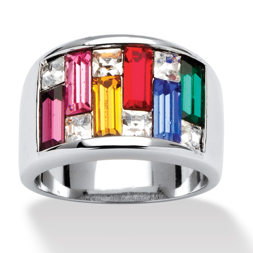Silvertone Cubic Zirconia Multi Women s Ring
