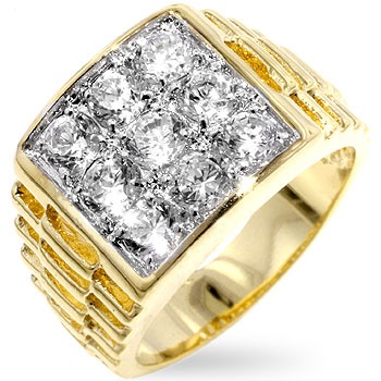 Tutone Cubic Zirconia White Men s Ring