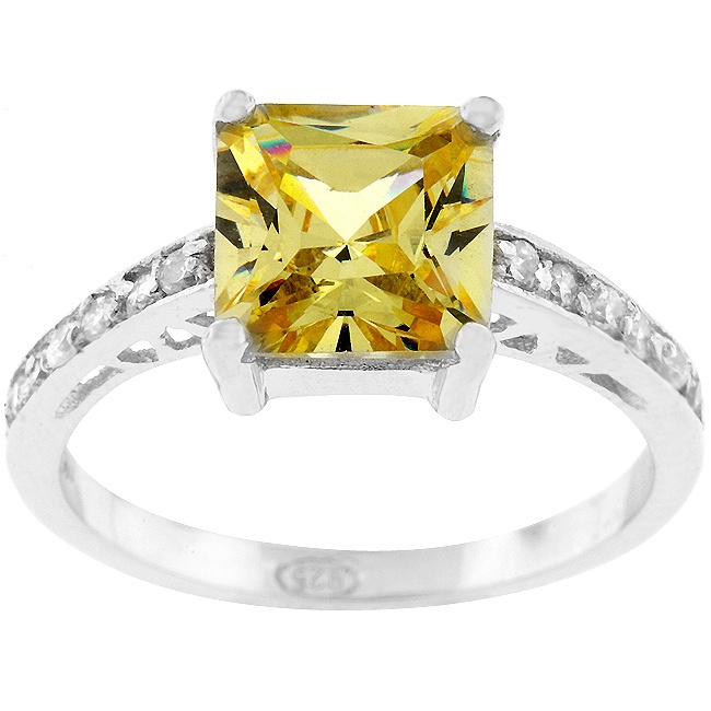 Sterling Silver Cubic Zirconia Canary Women s Ring