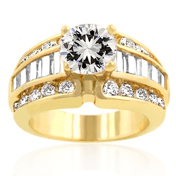 Gold Electroplate White Cubic Zirconia Women s Ring