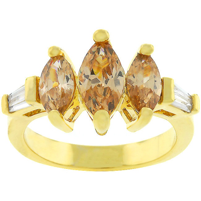 Gold Electroplate Cubic Zirconia Champange Women s Ring