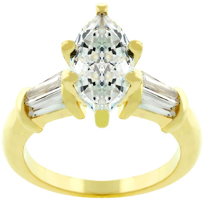 Gold Electroplate White Cubic Zirconia Women s Ring