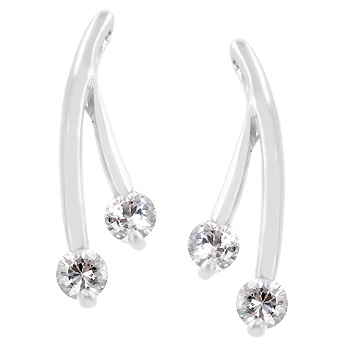 Silvertone Cubic Zirconia White Earrings