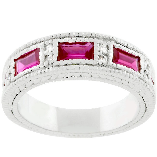 Silvertone Cubic Zirconia Red Women s Ring