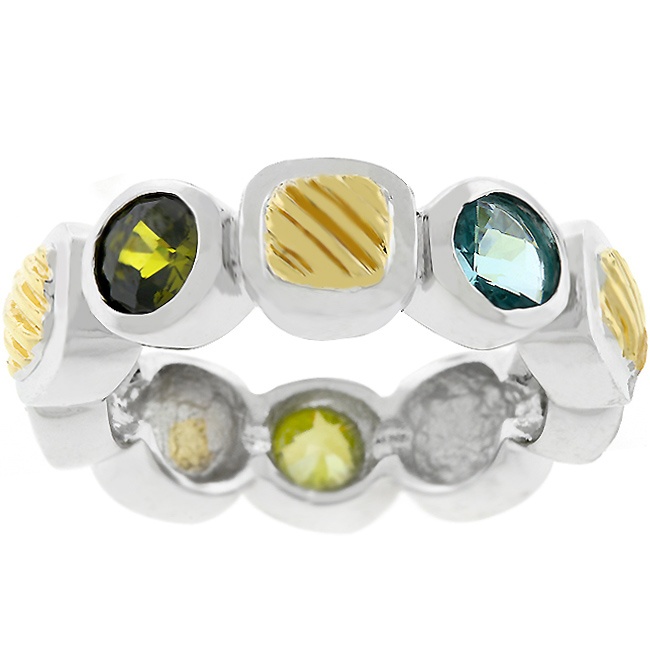 Tutone Cubic Zirconia Olivine Women s Ring