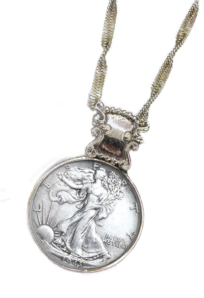 Silver Walking Liberty Half Dollar in Silvertone Bezel