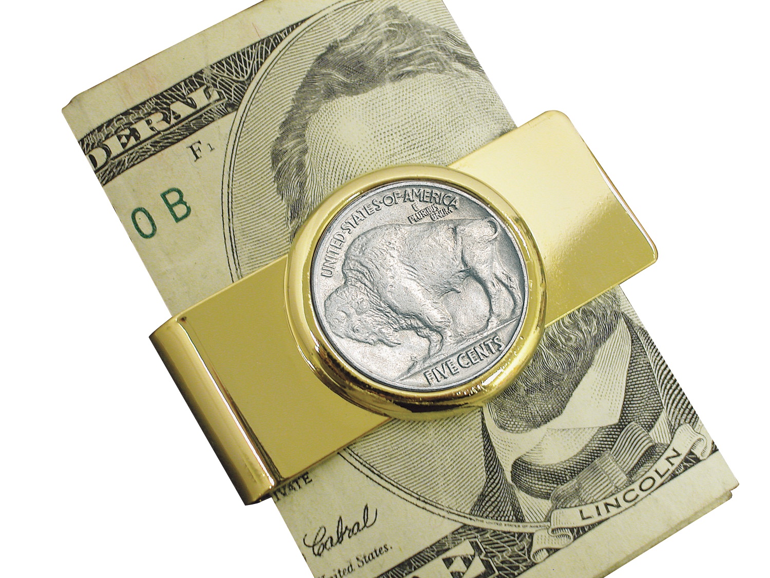 Goldtone Buffalo Nickel Coin Moneyclip Coin Jewelry