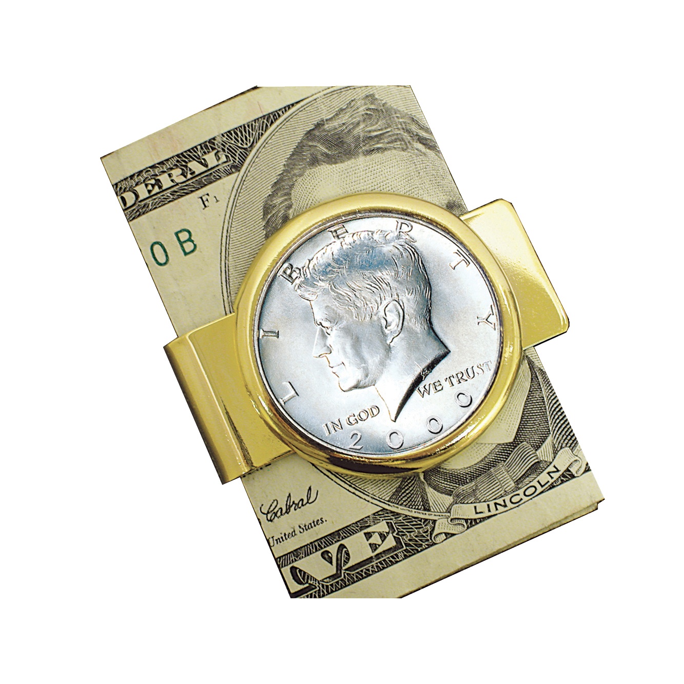JFK Half Dollar Goldtone Moneyclip