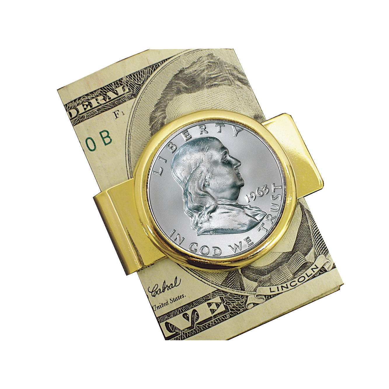 Franklin Silver Half Dollar Goldtone Moneyclip