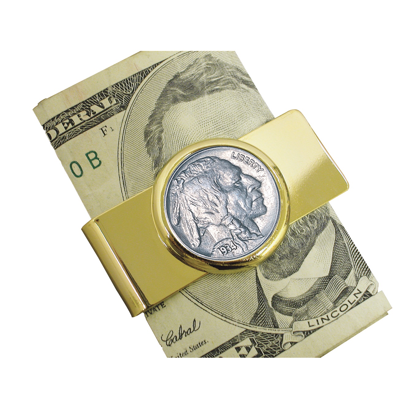 Buffalo Nickel Goldtone Moneyclip