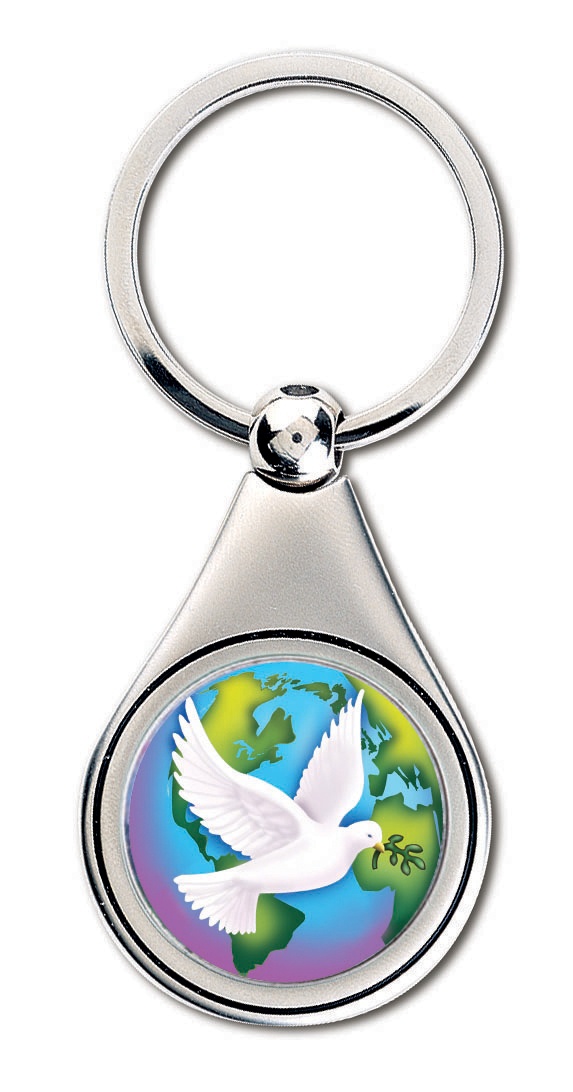 Colorized World Peace JFK Half Dollar Keychain
