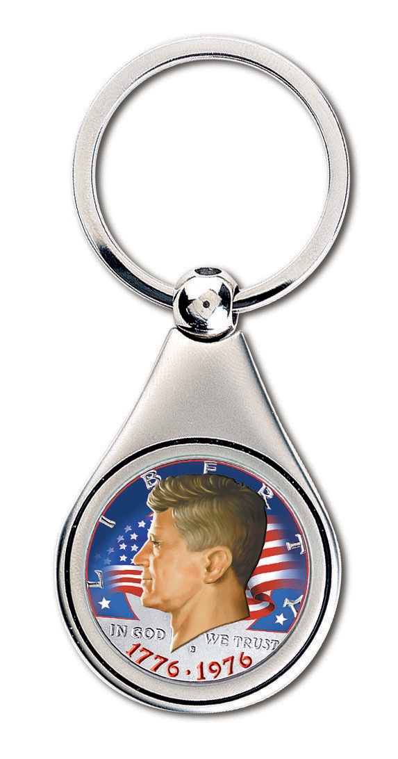 Colorized Bicentennial JFK Half Dollar Keychain