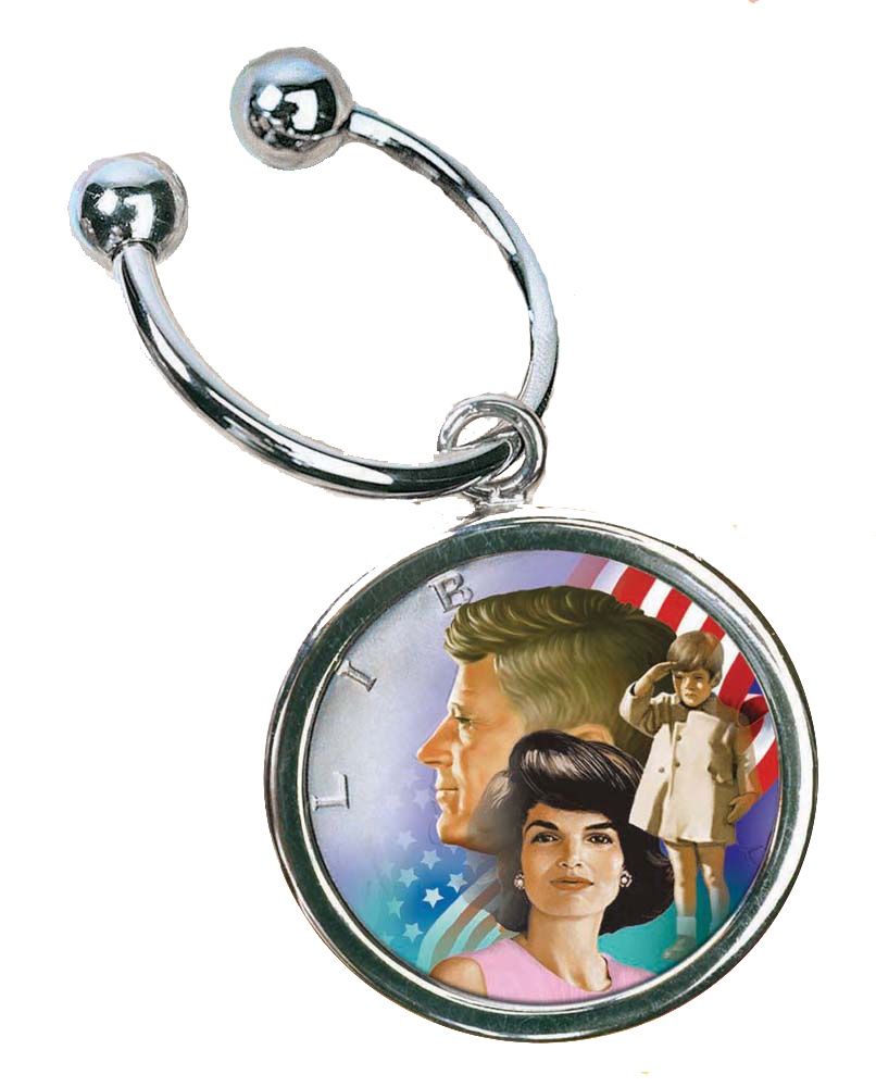 Colorized JFK Family Half Dollar Keychain